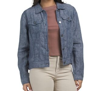 Martha Stewart Collection Linen Jean Blue Chambray Jacket - Button Front